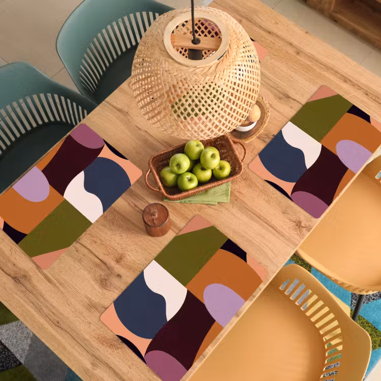 Placemat - 6 stuks - Vormen - Abstract - Kleuren - Vierkant — 6