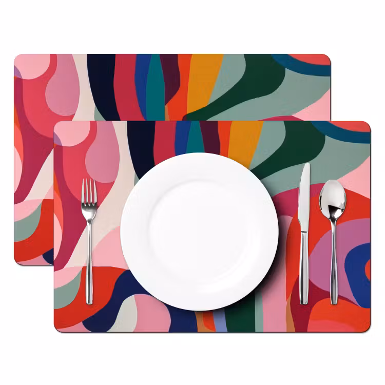 Placemat - 6 stuks - Vormen - Bochten - Kleurrijk - Abstract — 2
