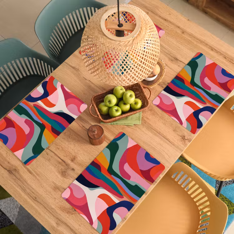Placemat - 6 stuks - Vormen - Bochten - Kleurrijk - Abstract — 6