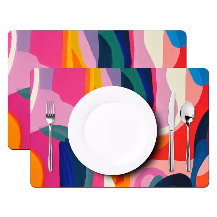 Placemat - 6 stuks - Vormen - Golvend - Abstract - Felroze — 2