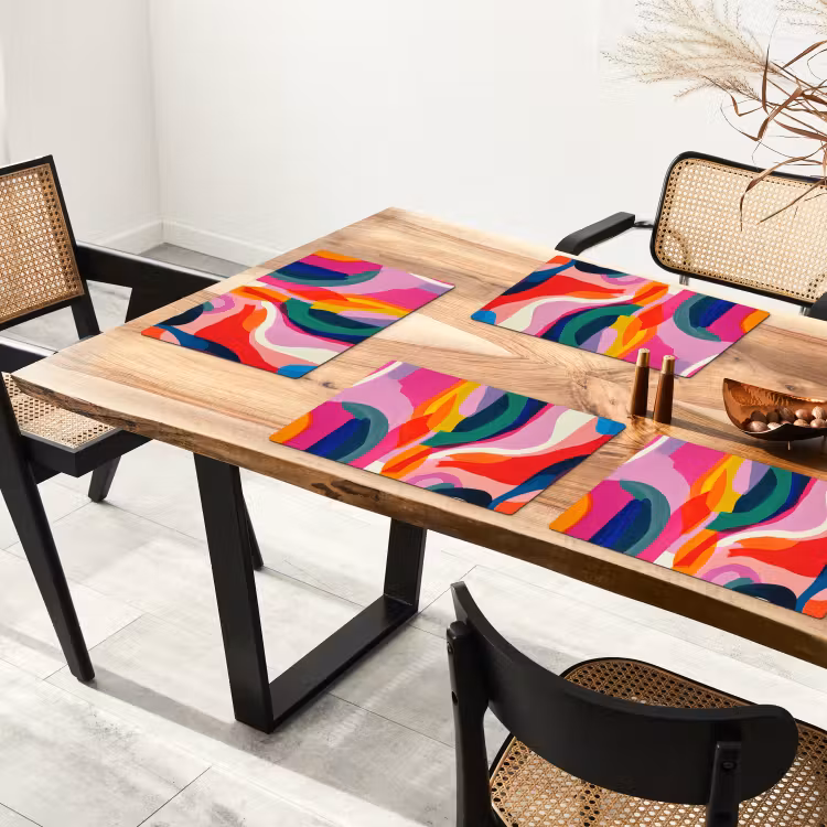 Placemat - 6 stuks - Vormen - Golvend - Abstract - Felroze — 5