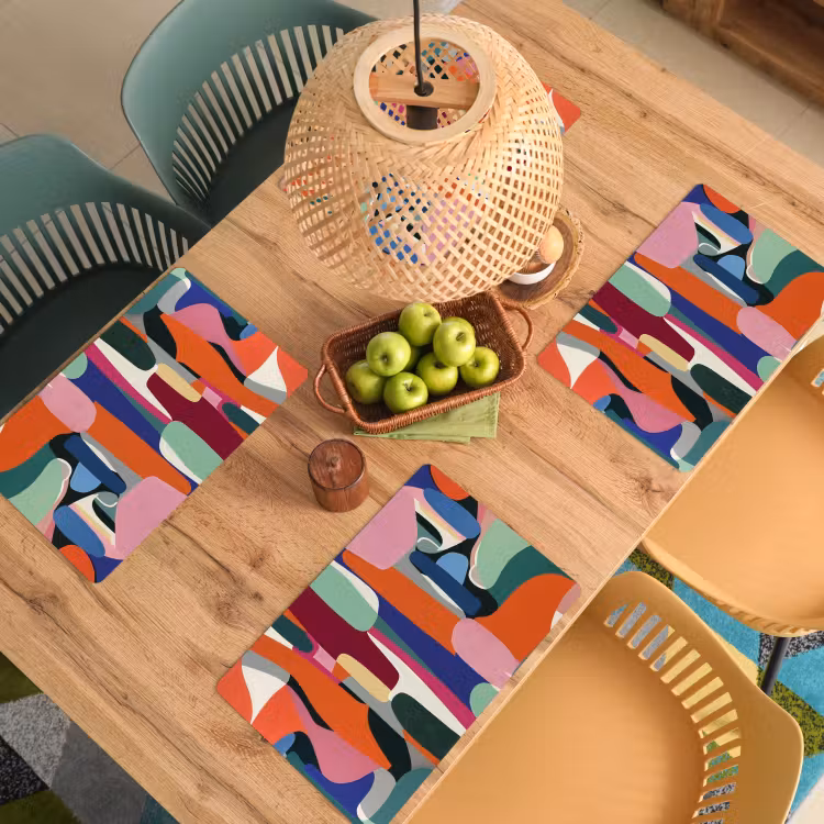 Placemat - 6 stuks - Vormen - Ritmisch - Kleuren - Abstract — 6