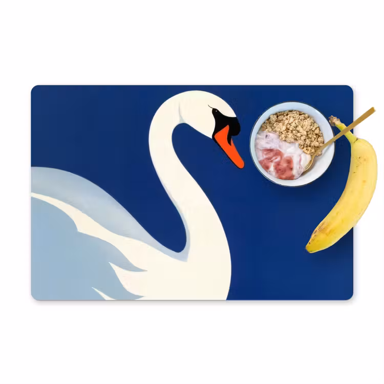 Placemat - 6 stuks - Zwaan - Wit - Snavel - Illustratie — 1
