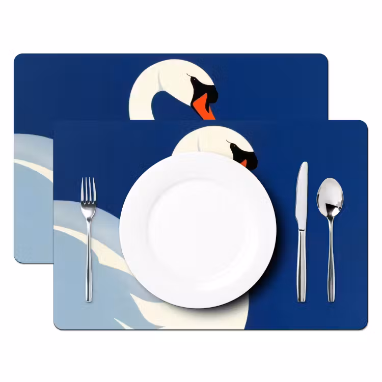 Placemat - 6 stuks - Zwaan - Wit - Snavel - Illustratie — 2