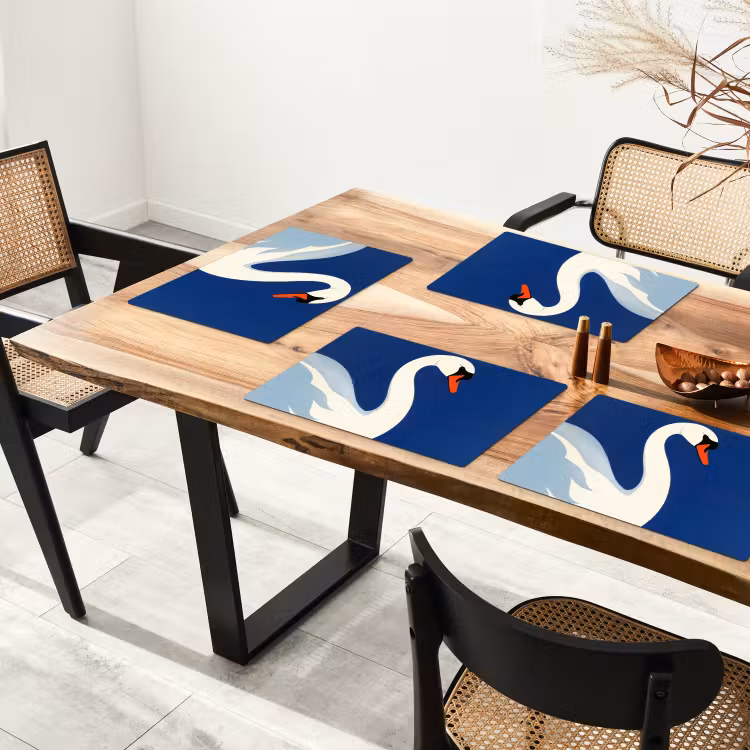 Placemat - 6 stuks - Zwaan - Wit - Snavel - Illustratie — 5
