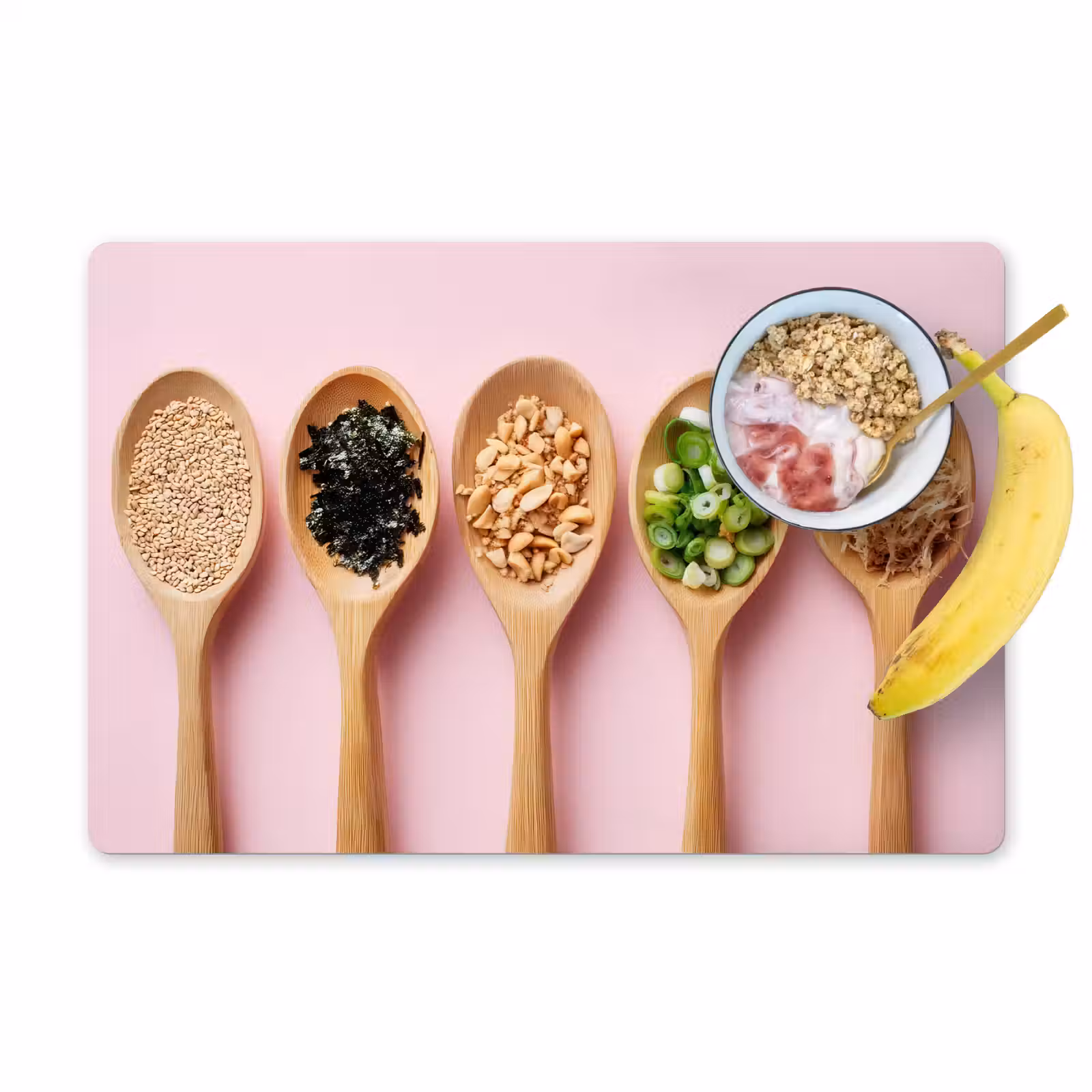 Placemat - 6 stuks - Ingrediënten - Lepels - Hout - Roze — 1