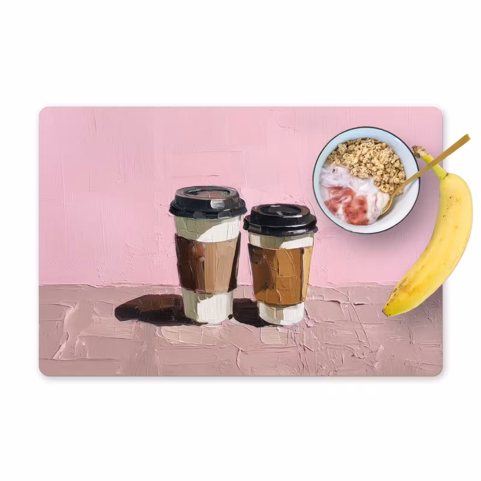Placemat - 6 stuks - Koffiebekers - Deksel - Verf - Textuur — 1