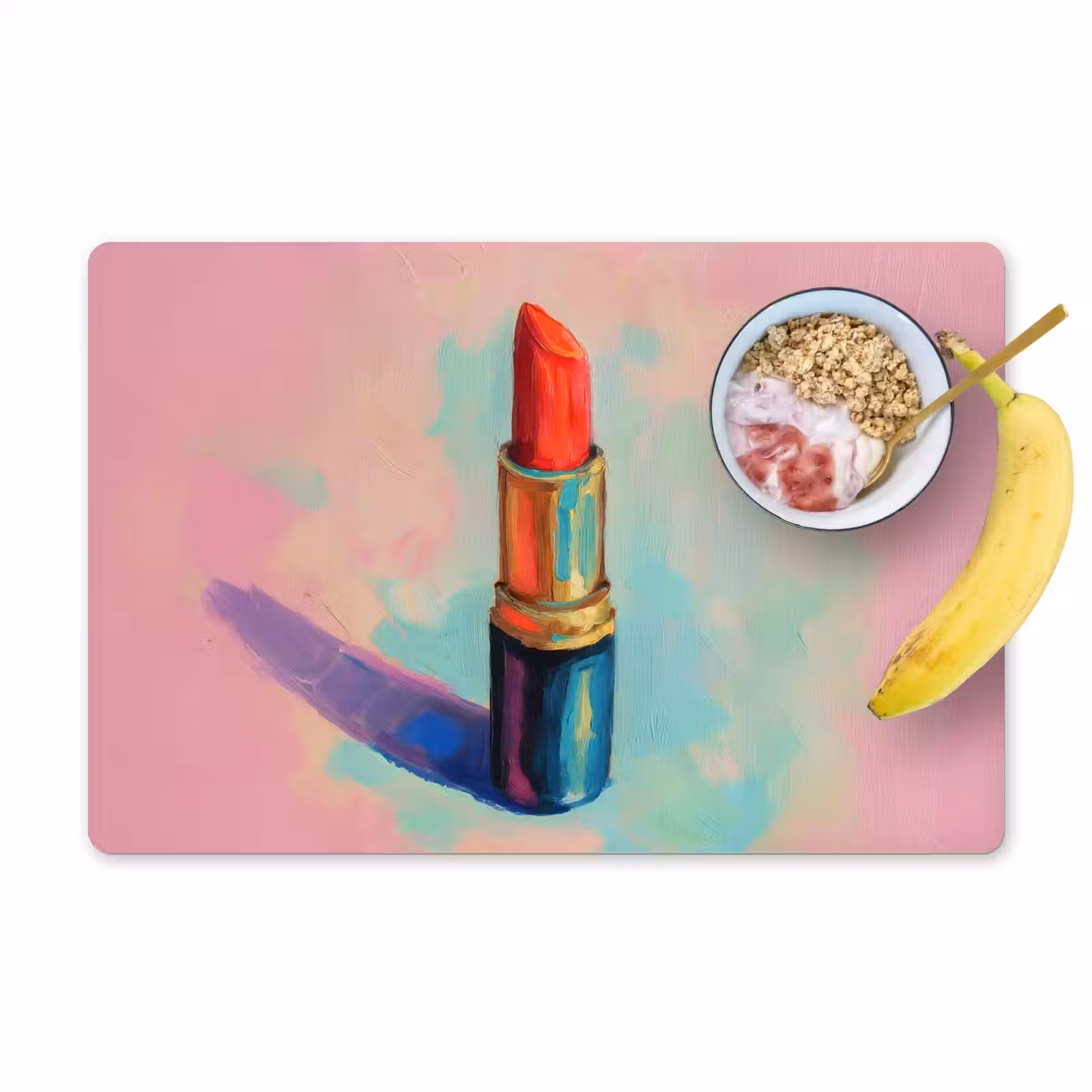 Placemat - 6 stuks - Lippenstift - Rood - Penseelstreken — 1