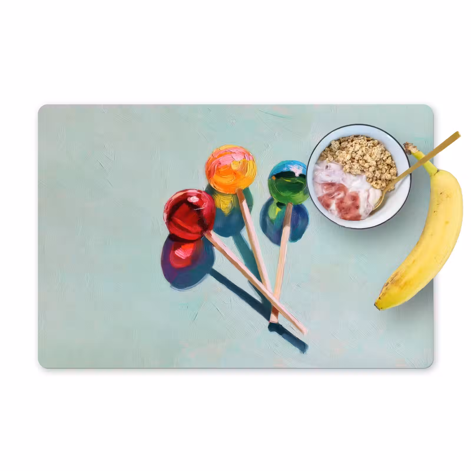 Placemat - 6 stuks - Lollys - Schaduw - Drie - Blauw — 1