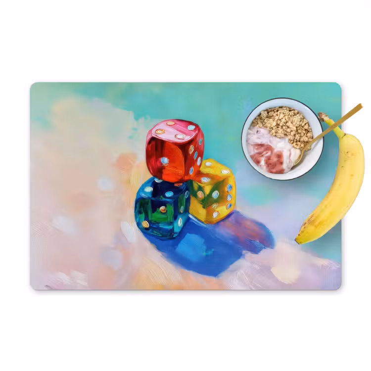 Placemat - 6 stuks - Dobbelstenen - Kleurrijk - Getallen - Stipjes — 1