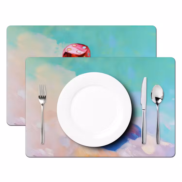 Placemat - 6 stuks - Dobbelstenen - Kleurrijk - Getallen - Stipjes — 2