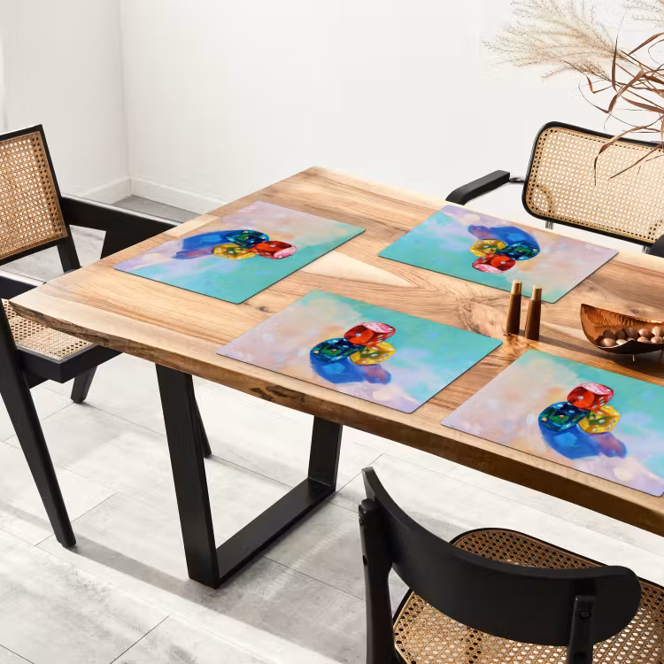 Placemat - 6 stuks - Dobbelstenen - Kleurrijk - Getallen - Stipjes — 5