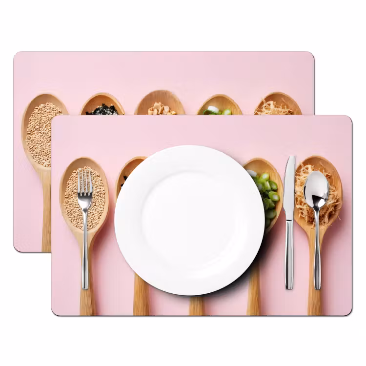 Placemat - 6 stuks - Ingrediënten - Lepels - Hout - Roze — 2