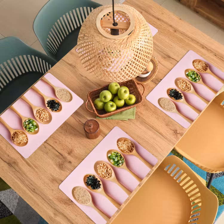 Placemat - 6 stuks - Ingrediënten - Lepels - Hout - Roze — 6