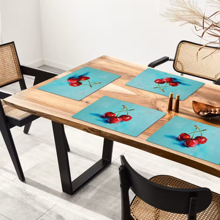Placemat - 6 stuks - Kersen - Rood - Drie - Geverfd — 5