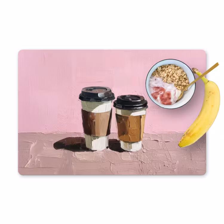 Placemat - 6 stuks - Koffiebekers - Deksel - Verf - Textuur — 1