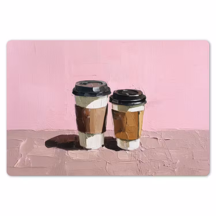 Placemat - 6 stuks - Koffiebekers - Deksel - Verf - Textuur — 7