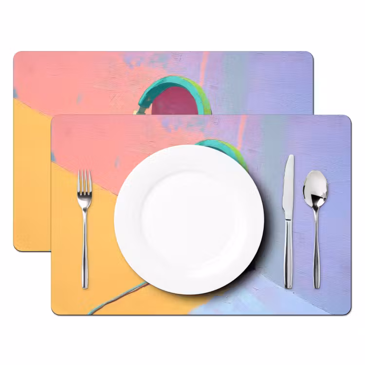 Placemat - 6 stuks - Koptelefoon - Mintgroen - Draad — 2