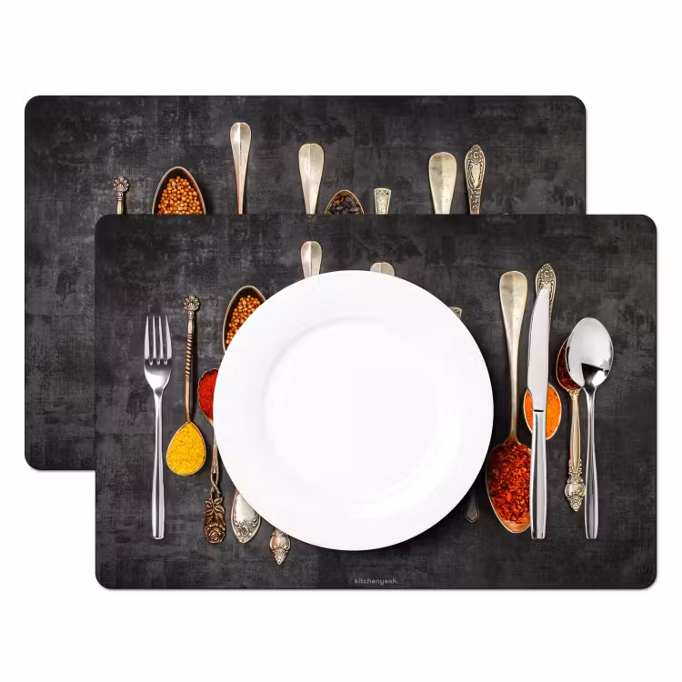 Placemat - 6 stuks - Kruiden - Lepels - Beton — 2