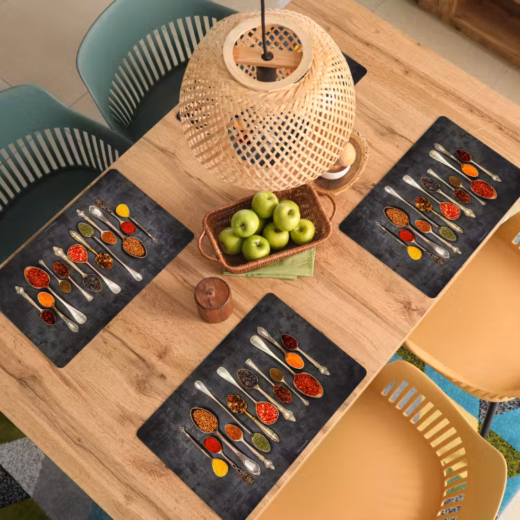 Placemat - 6 stuks - Kruiden - Lepels - Beton — 6