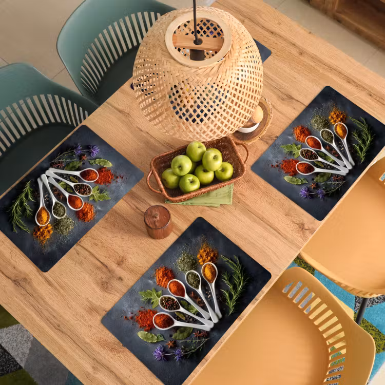 Placemat - 6 stuks - Lepels - Wit - Poeder - Kruiden — 6