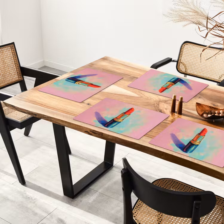 Placemat - 6 stuks - Lippenstift - Rood - Penseelstreken — 5