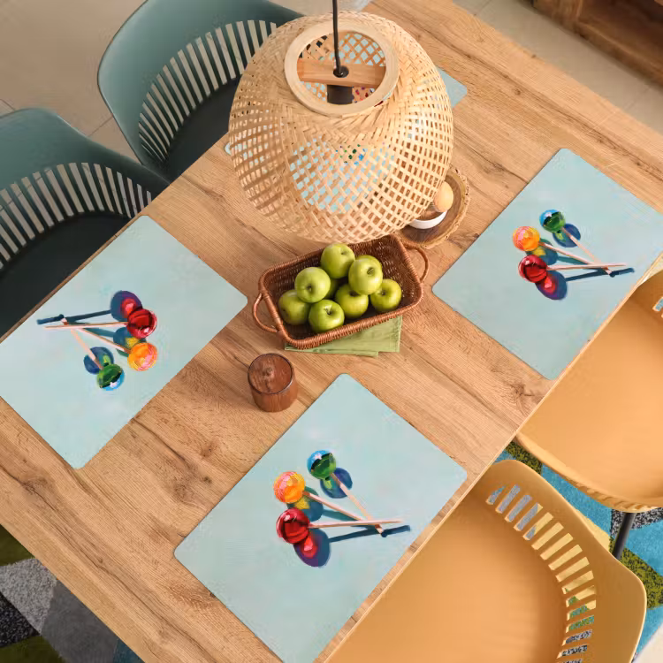 Placemat - 6 stuks - Lollys - Schaduw - Drie - Blauw — 6