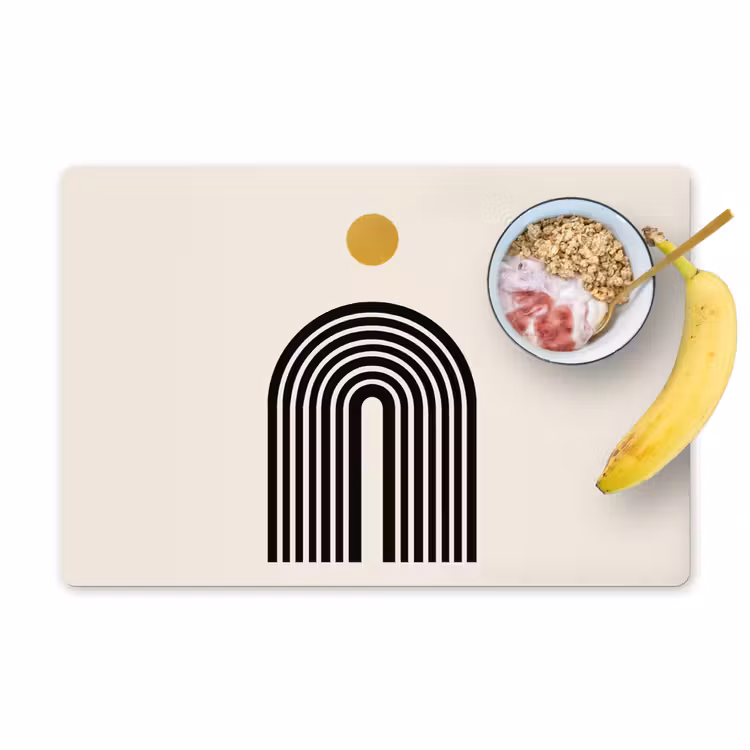 Placemat - 6 stuks - Minimalistisch - Zwarte boog - Gouden cirkel — 1