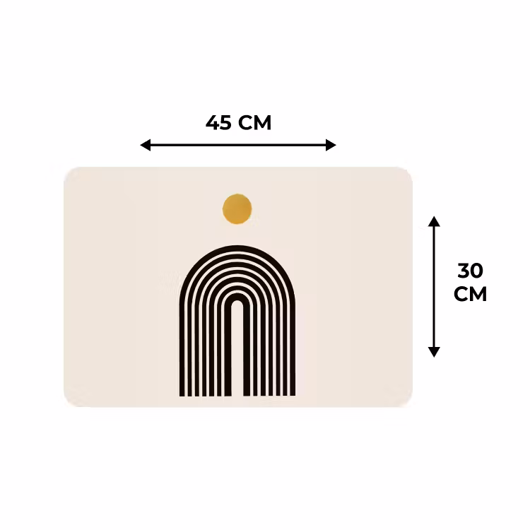 Placemat - 6 stuks - Minimalistisch - Zwarte boog - Gouden cirkel — 3