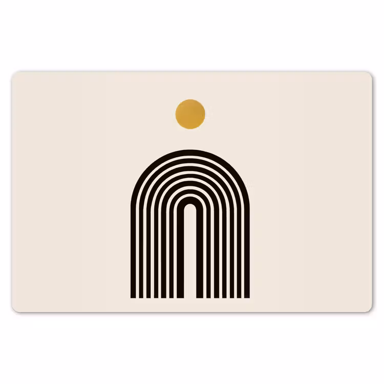 Placemat - 6 stuks - Minimalistisch - Zwarte boog - Gouden cirkel — 7