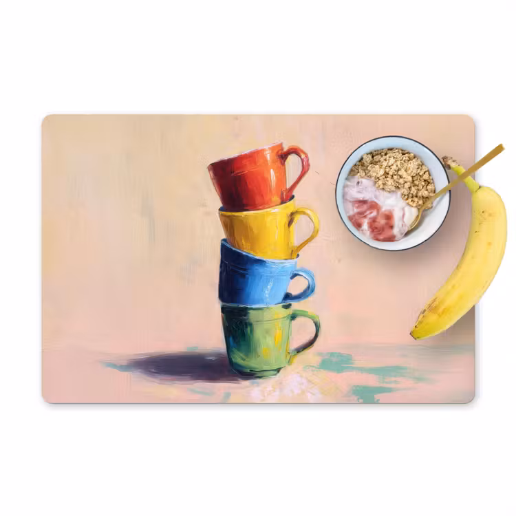 Placemat - 6 stuks - Mokken - Gestapeld - Keramiek - Kleurrijk — 1