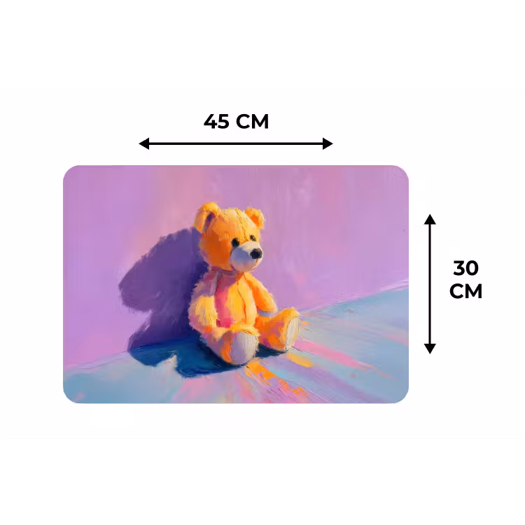 Placemat - 6 stuks - Teddybeer - Schaduw - Penseelstreken - Paars — 3