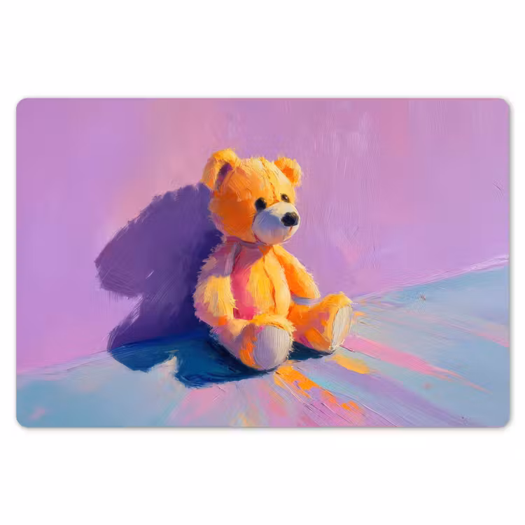 Placemat - 6 stuks - Teddybeer - Schaduw - Penseelstreken - Paars — 7