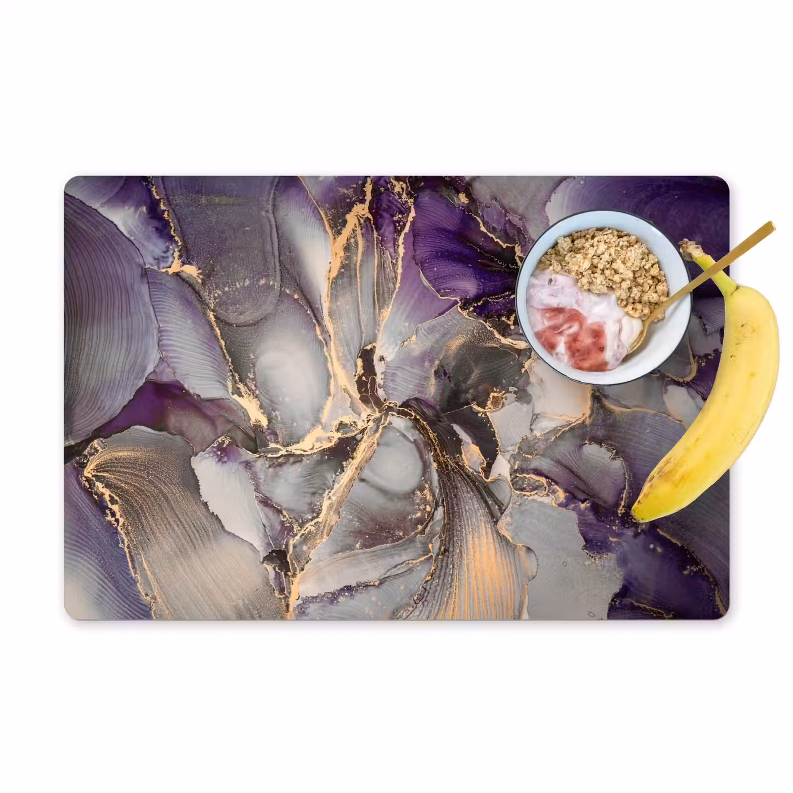 Placemat - 6 stuks - Goud - Paars - Marmer — 1