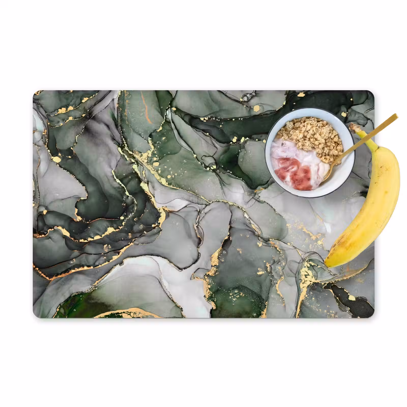 Placemat - 6 stuks - Luxe - Marmer - Groen — 1
