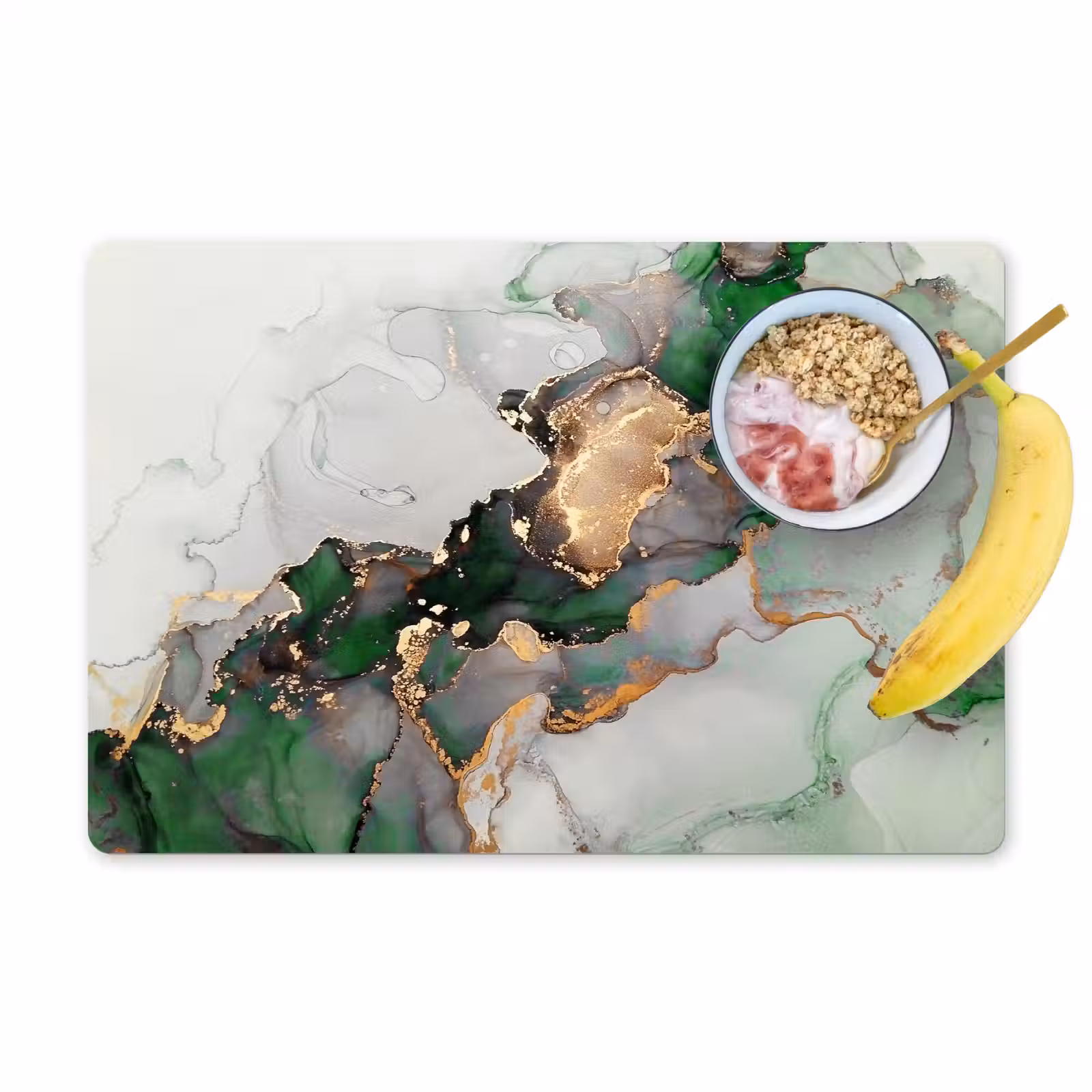 Placemat - 6 stuks - Marmer - Goud - Groen - Luxe — 1