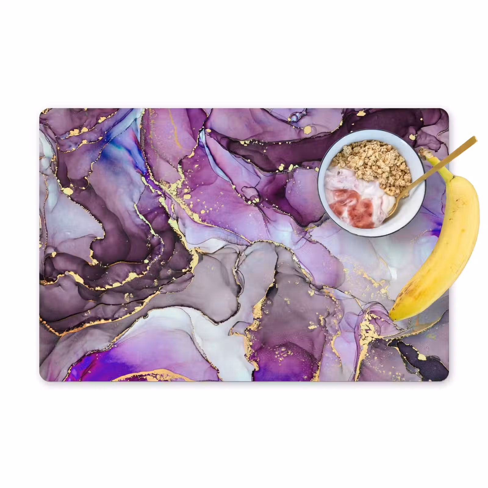 Placemat - 6 stuks - Marmer - Roze - Paars - Gold — 1