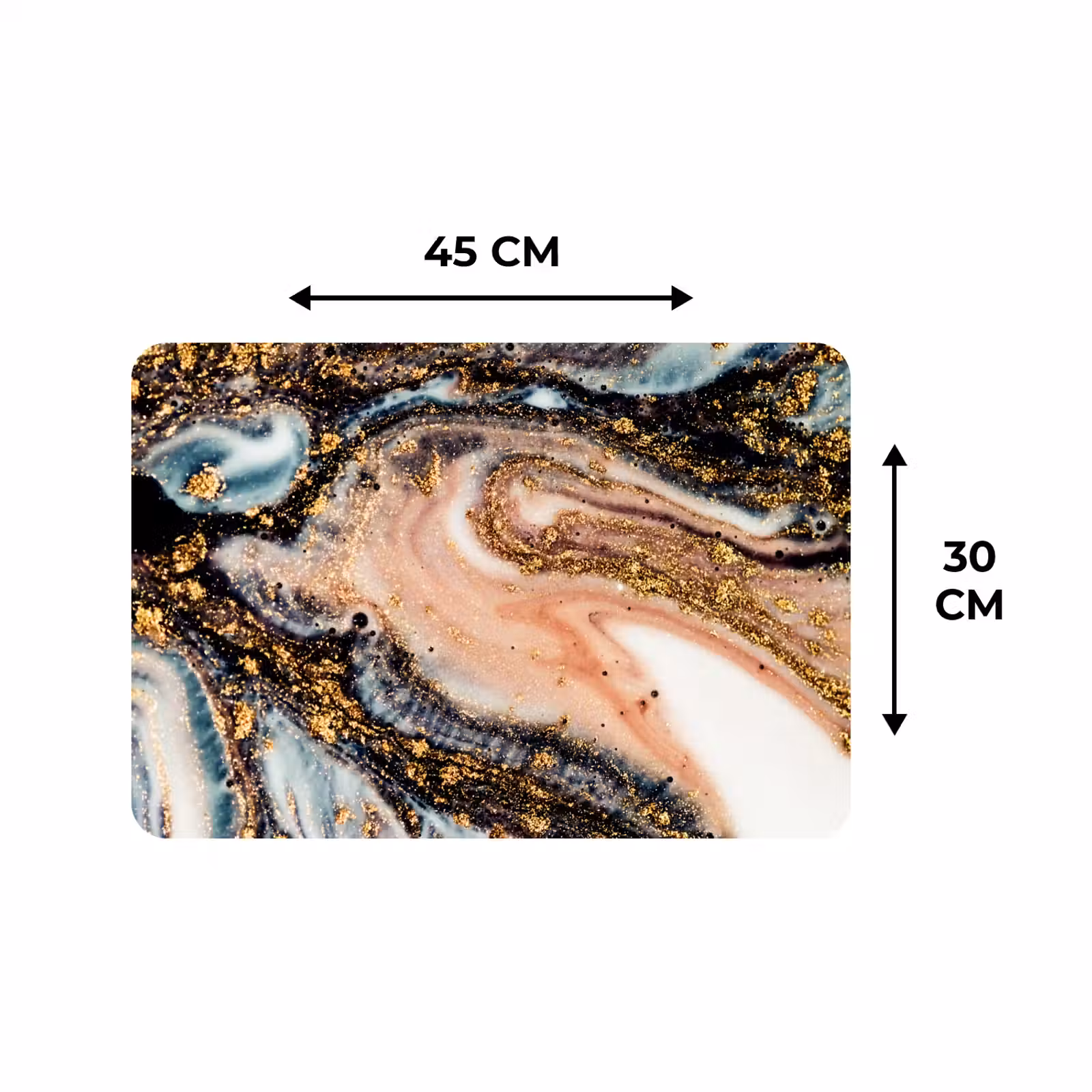 Placemat - 6 stuks - Marmerlook - Goud - Zwart - Glitter - Chic — 1
