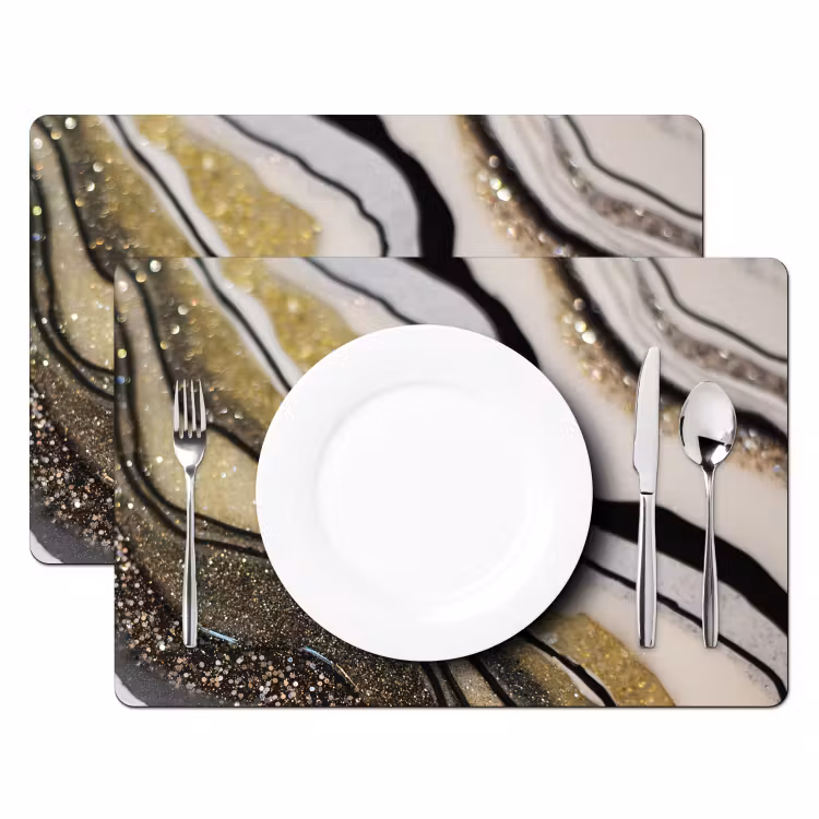 Placemat - 6 stuks - Edelsteen - Abstract - Marmer - Natuur — 1