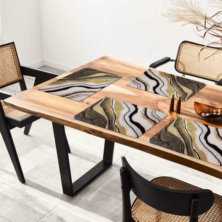 Placemat - 6 stuks - Edelsteen - Abstract - Marmer - Natuur — 4