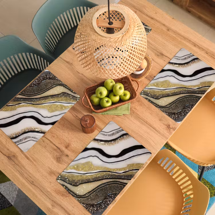 Placemat - 6 stuks - Edelsteen - Abstract - Marmer - Natuur — 5
