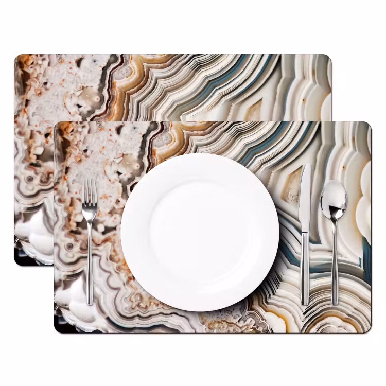 Placemat - 6 stuks - Edelsteen - Marmer - Natuur - Abstract — 1