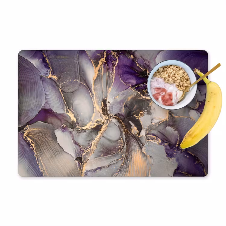 Placemat - 6 stuks - Goud - Paars - Marmer — 1