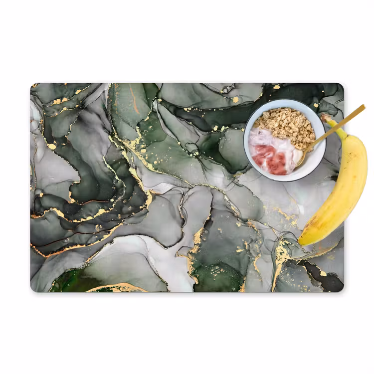 Placemat - 6 stuks - Luxe - Marmer - Groen — 1