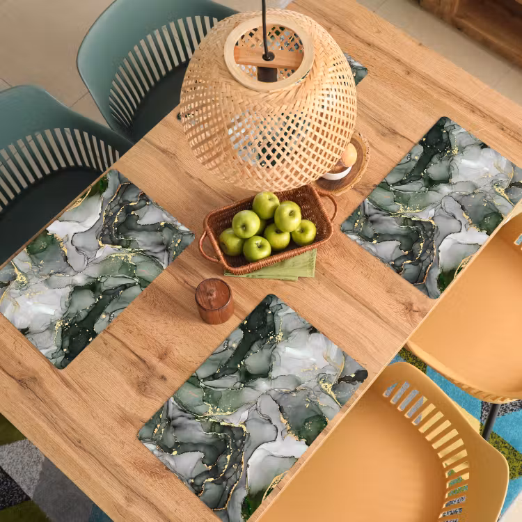 Placemat - 6 stuks - Luxe - Marmer - Groen — 6