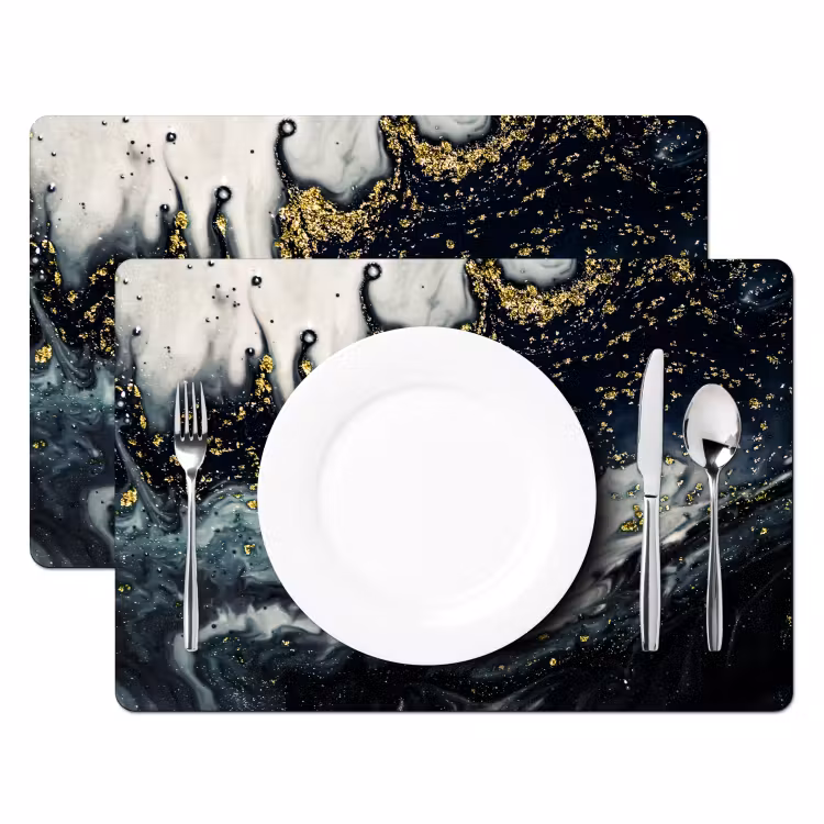 Placemat - 6 stuks - Marmer - Abstract - Goud - Luxe — 1