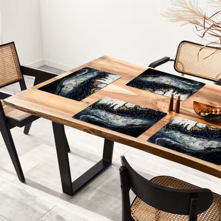 Placemat - 6 stuks - Marmer - Abstract - Goud - Luxe — 4
