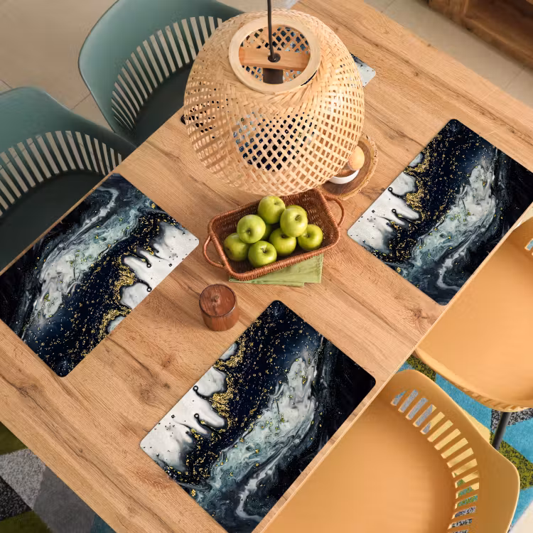 Placemat - 6 stuks - Marmer - Abstract - Goud - Luxe — 5