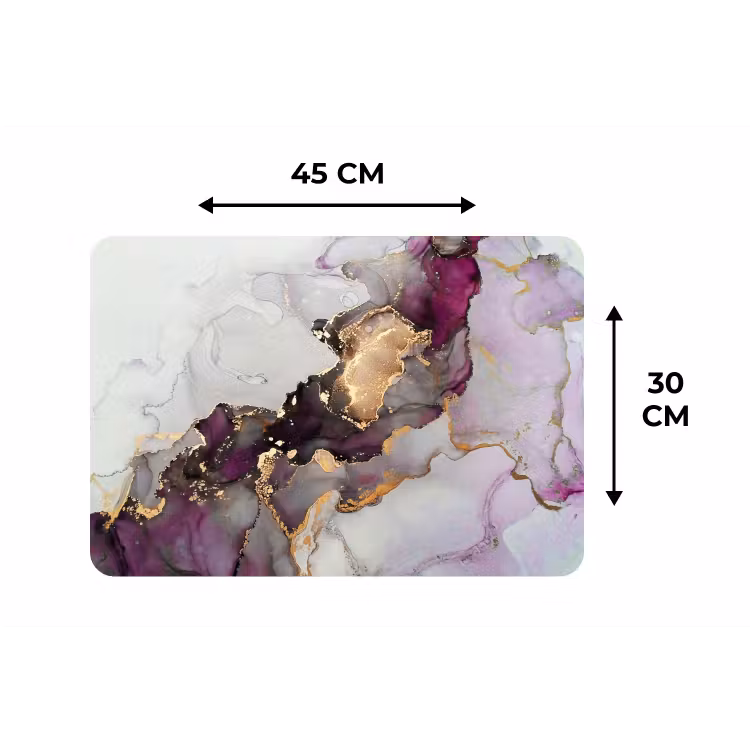 Placemat - 6 stuks - Marmer - Abstract - Goud - Paars — 3