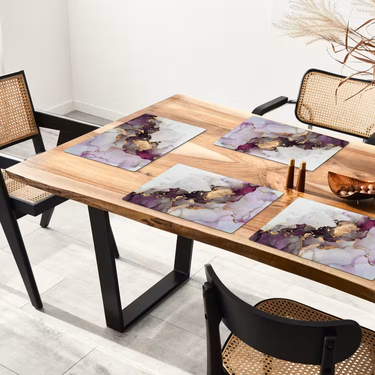 Placemat - 6 stuks - Marmer - Abstract - Goud - Paars — 5